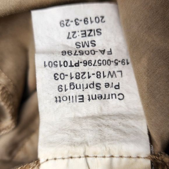 Current / Elliott Western High Rise Straight Fit Khaki Beige Pants Size 27 / 6 - Picture 11 of 11